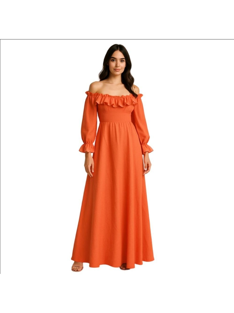 SHEIN Orange Three Quarter Sleeve Dress Size 1XL Retro